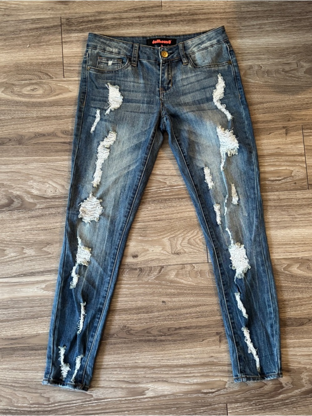Dollhouse Washed Blue Distressed Skinny Jeans